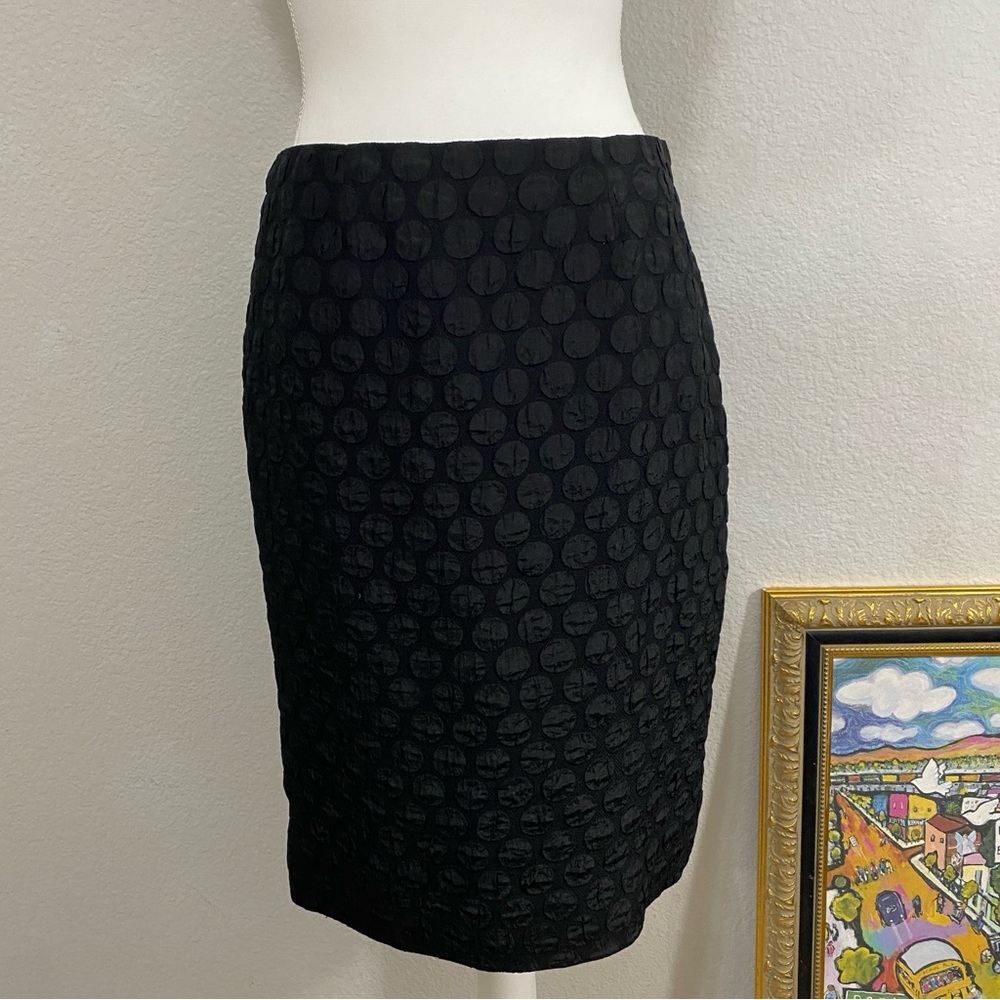 Maeveโ Black Textured Pencil Skirt - Dots, See Measurements, Classic, Flattering